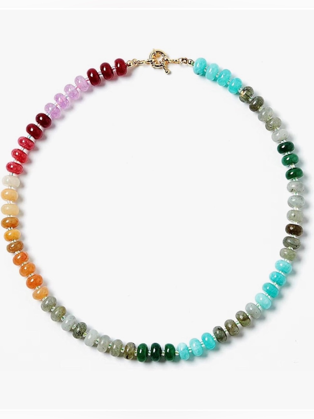 Bead Gemstone Choker Necklace for Women,Colorful Natural Stone Beaded